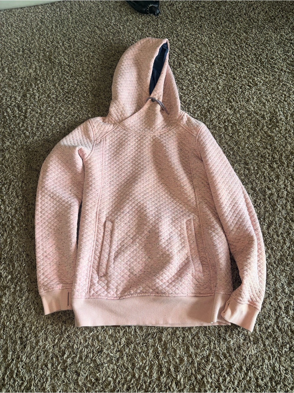 Quilted Pink Hoodie with Kangaroo Pocket. Roxy size M